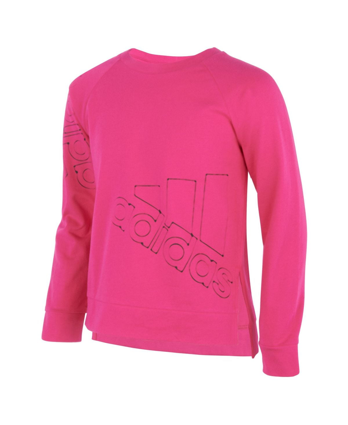 adidas Big Girls Long Sleeve French Terry Crewneck Top;Large