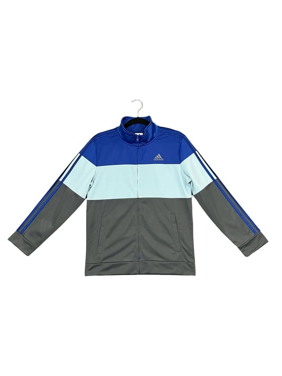 Boys Full Zip Track Jacket Size XL (18-20 Years) Blue Gray Casual Active
