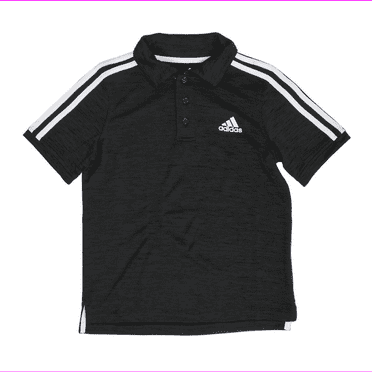 adidas Boys Golf Polo Shirt Space Dye Black, Medium 10/12