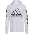 thumbnail image 1 of adidas Boys' Long Sleeve Cotton Jersey Hooded T-Shirt Tee, Sport Stamp on White, X-Large, 1 of 3