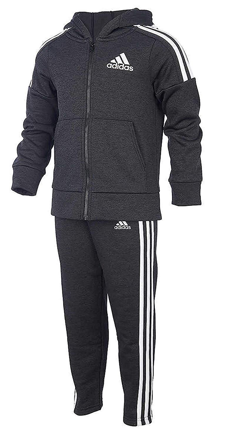 adidas Boys' Tricot Jacket and Pant Set (4T, BM Black/White/Black) - image 1 of 2