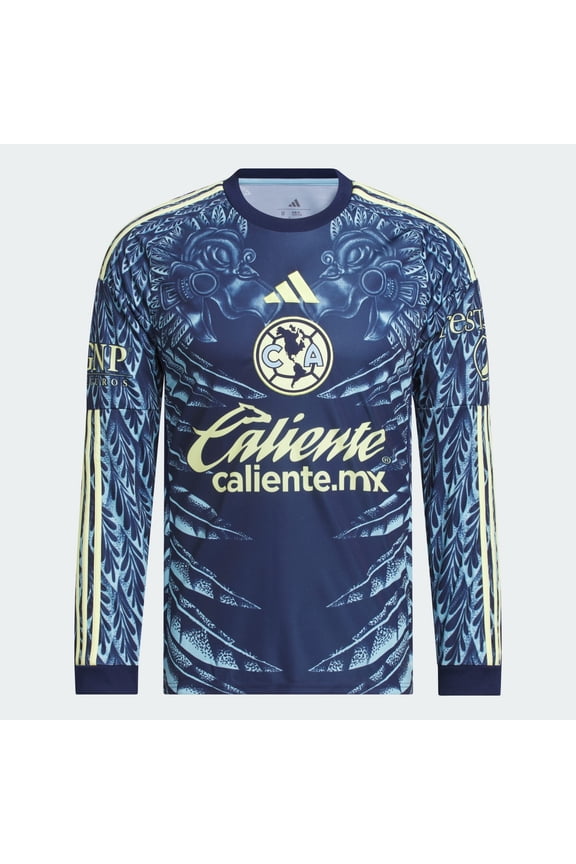 Club America Away Men's L/S Soccer Jersey 25/26 (US, Alpha, Medium, Regular, Regular, Blue)