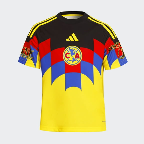 adidas Club America Home Youth Soccer Jersey 25/26 (US, Alpha, Small, Regular, Yellow)
