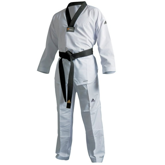 adidas Eco Fighter Taekwondo Sparring Competition Uniform WT Approved 100% Polyester Ultralight - Black V-Neck - 200 (6)