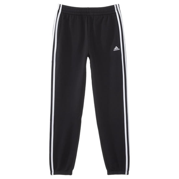 adidas Essential 3-Stripes Fleece Joggers (Big Kids) (Girls, Black, MD (10-12 Big Kid), One Size)