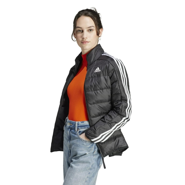 adidas Essentials 3 Stripes Light Down Jacket Unisex Black XS One Size Walmart