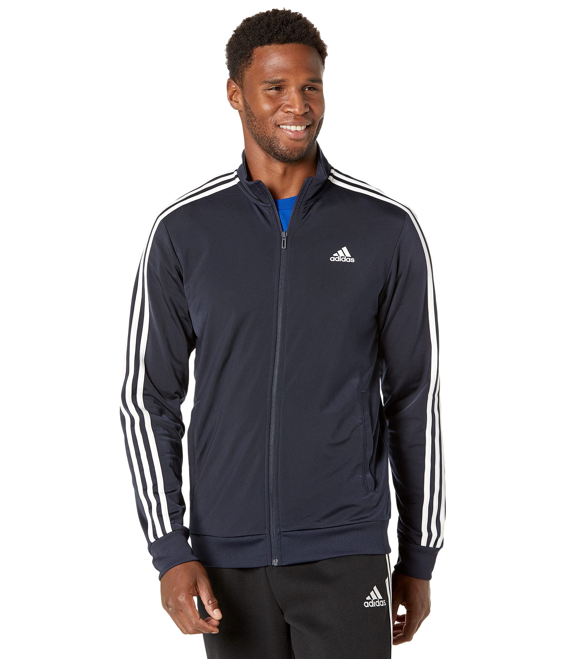 H46100 Mens Adidas Essentials Warm Up 3 Stripes Track Jacket