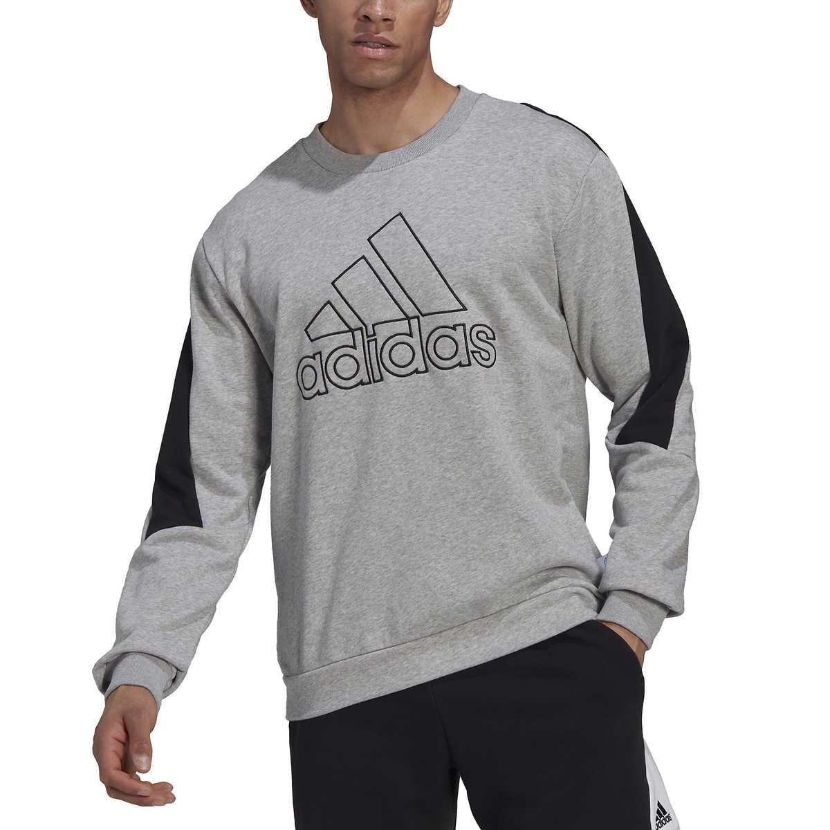 adidas Men's Future Icon Embroidered Badge of Sport Sweatshirt (Medium Grey Heather/Medium)