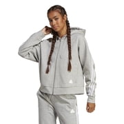 adidas Future Icons 3-Stripes Full Zip Hoodie Womens, Medium Grey Heather 1, MD, One Size
