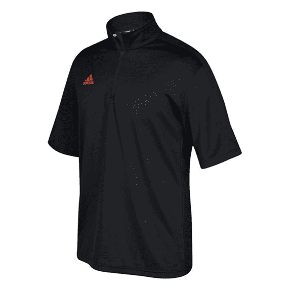 adidas Game Built Short Sleeve Quarter-Zip Top Mens Multi-Sport Black/Orange 2XL