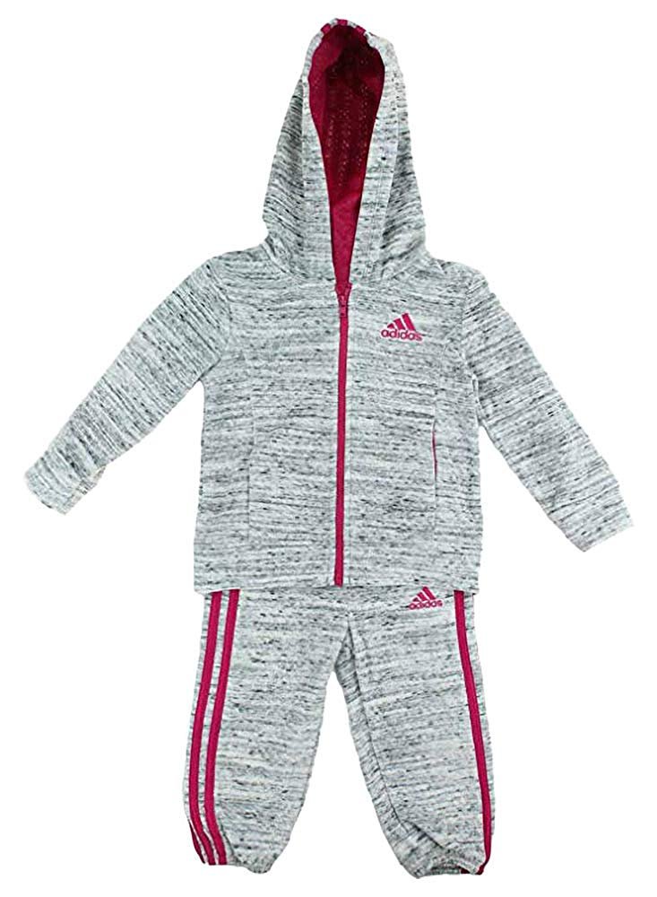adidas Girl's 2-Piece Jacket Pants Velor Tracksuit Set, Light Grey 4T - image 1 of 1
