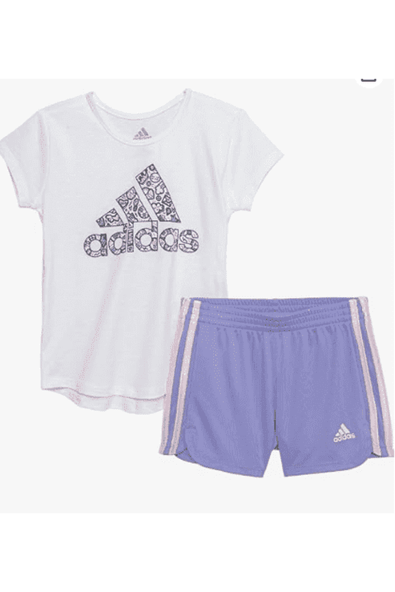 Girls Cap Sleeve Tee Shirt and Woven 2pc. Short Set