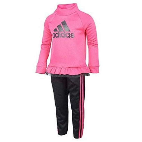 adidas Girls Tricot Jacket and Pant Set Magenta/Black, 4T