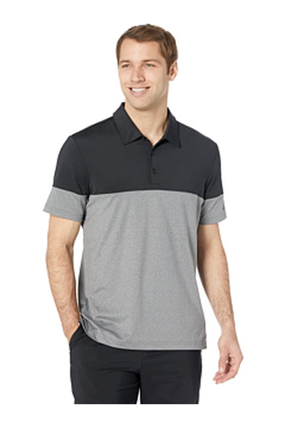 Golf Ultimate 3-Stripes Heather Blocked Polo, SM-Grey Five Heather/Black