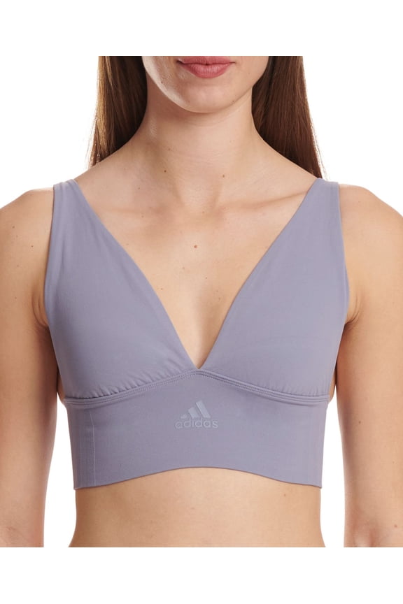Intimates Women's Longline Plunge Light Support Bra 4A7H69 - Silver Violet, Size Small