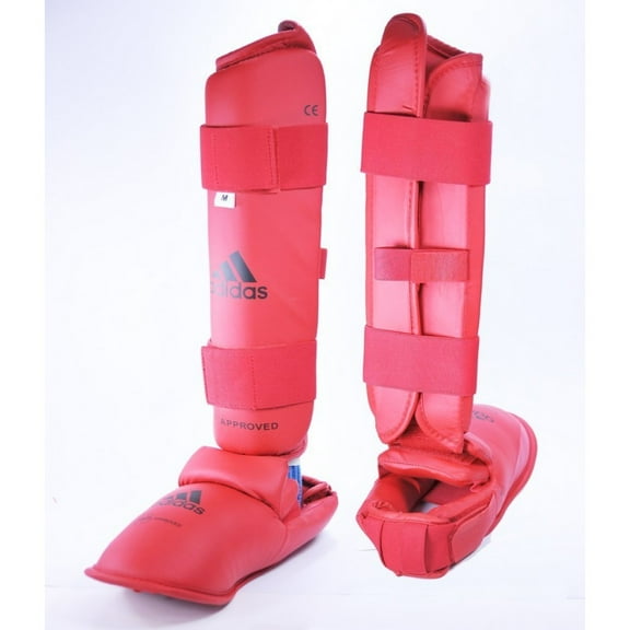 adidas Karate Shin & Instep, WKF Approved, Red
