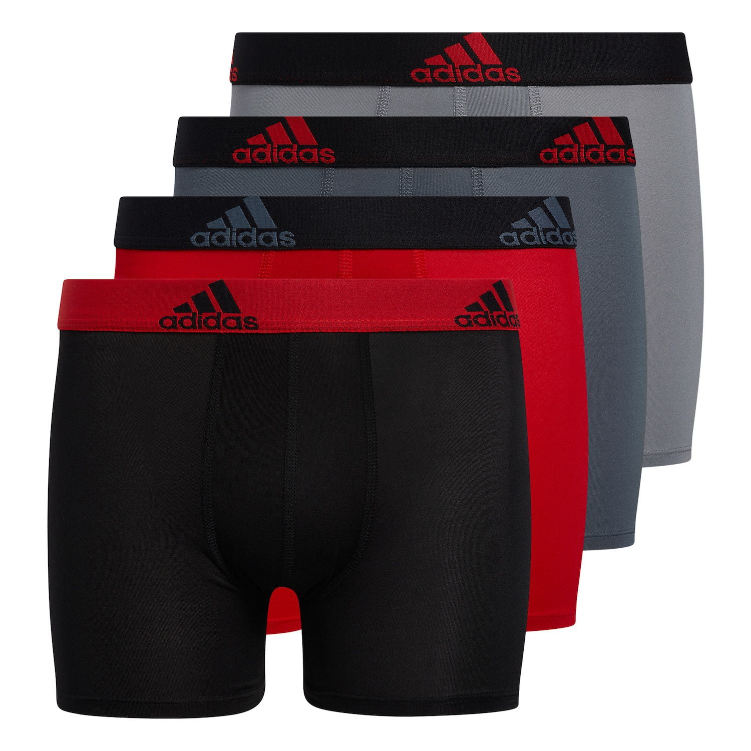adidas Kids Boy s Performance Boxer Briefs Underwear 4 Pack Scarlet Red Black Grey Small Walmart