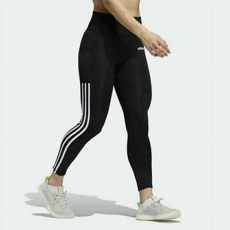 Adidas Women Leggings High waist Small Black white Stripe Active Sports Gym