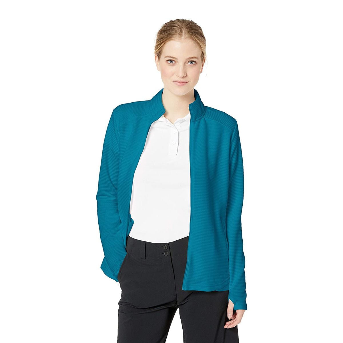 adidas Ladies Essentials Full-Zip Sweatshirt Active Teal Medium