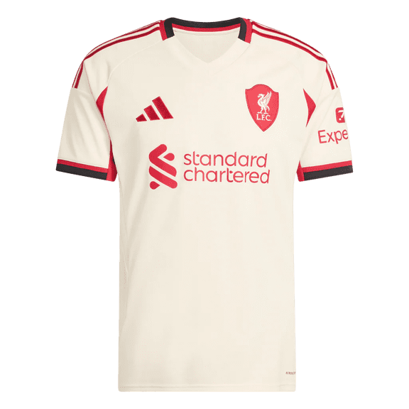 adidas Liverpool FC Away Men's Soccer Jersey 25/26 (Off-White/Red, L)