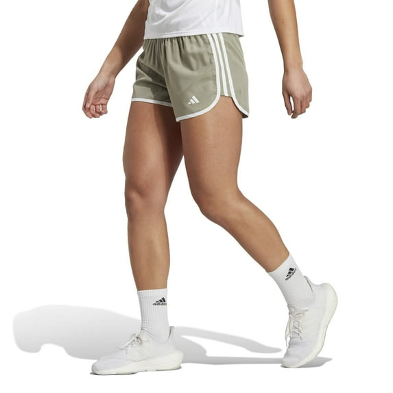 adidas Marathon 20 Running Shorts (Womens, Silver Pebble/White, XS, 4)