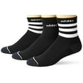 thumbnail image 1 of adidas Men's 3-Stripe High Quarter Sock (3-Pair), Black/White/Black - Onix Marl, Large, (Shoe Size 6-12), 1 of 6
