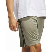 adidas Mens 3 Stripe Moisture Wicking Breathable Active Short US, Alpha, Medium, Regular, Regular, Silver Pebble/Black Light Green
