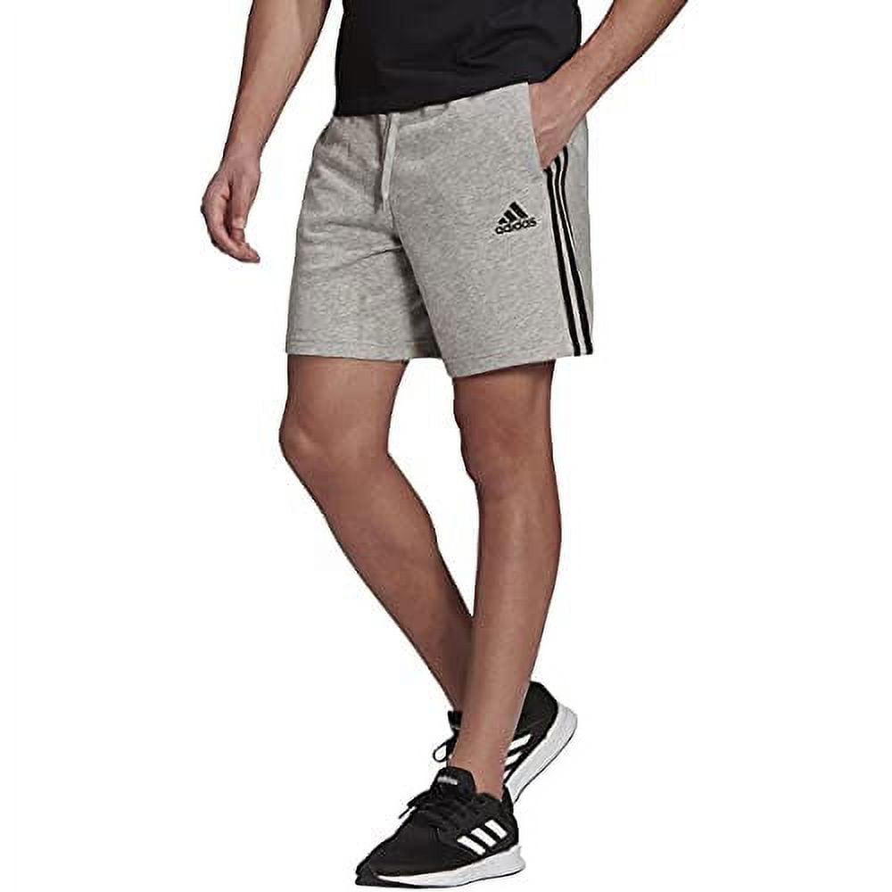 adidas Men s 3 Stripes French Terry Shorts Grey Heather Black Size XXL Walmart