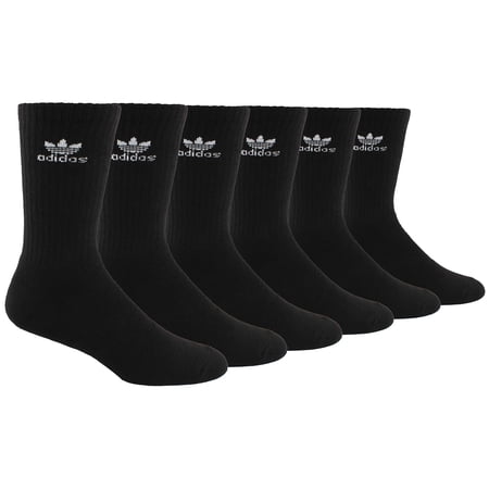 adidas Men's Athletic 6-Pack Crew Socks (Shoe Size 6-12, Black Onyx)