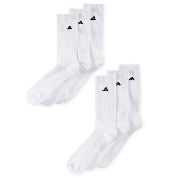 adidas Men's Athletic Cushioned Crew Socks (6-Pair), White/Black, XL, (Shoe Size 12-15)