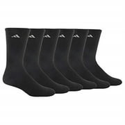 adidas Men's Athletic Cushioned Crew Socks with Arch Compression for a Secure Fit (6-Pair) Large Black/Aluminum