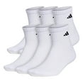 thumbnail image 1 of adidas Men's Athletic Cushioned Quarter Sock (6-Pair), White/Black, Large, (Shoe Size 6-12), 1 of 6