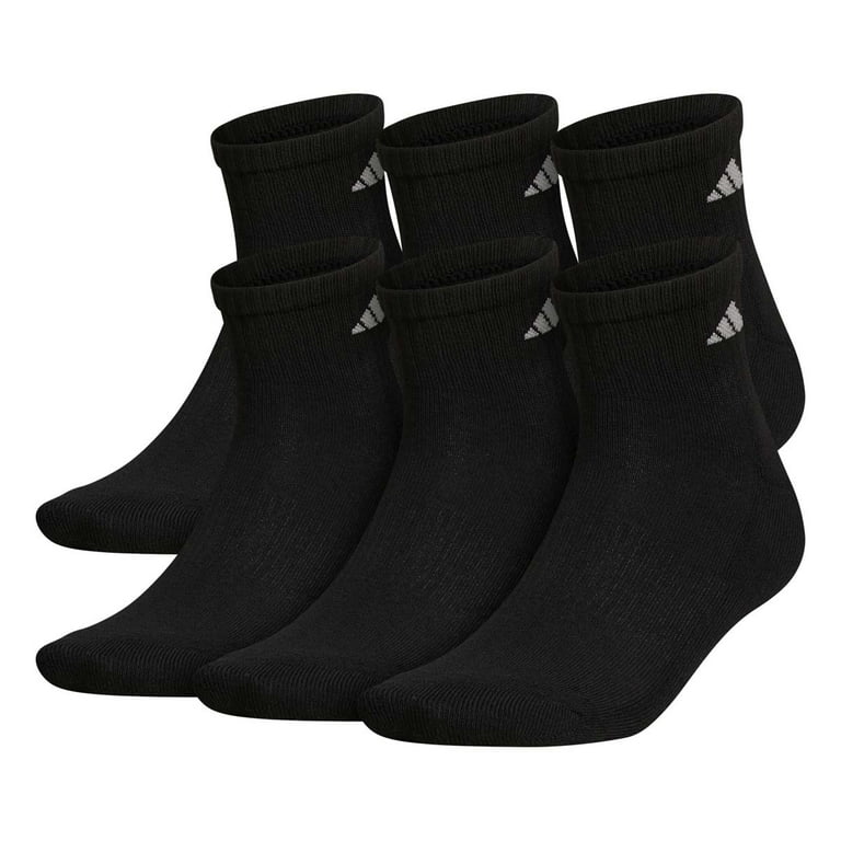 Adidas Men s Athletic Cushioned Quarter Socks Black Running Socks with Arch Compression 6 Pair Large Walmart