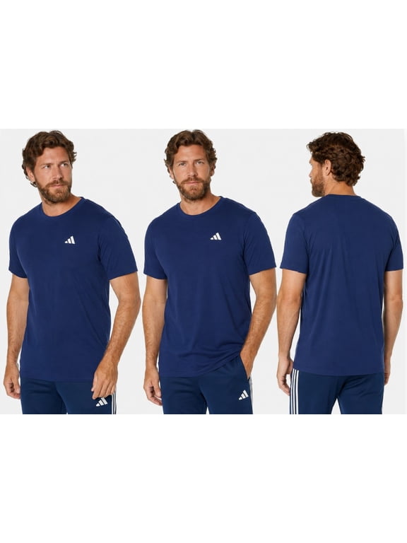 Mens Athletic Training T-Shirt - Performance Tee Crewneck - Moisture Wicking - Blue - Size Large