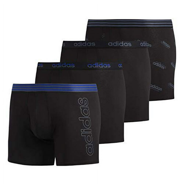 adidas Men's Core Stretch Cotton Boxer Brief Underwear (4-Pack),  Black/Onix/Light Onix/Collegiate Royal, Large 