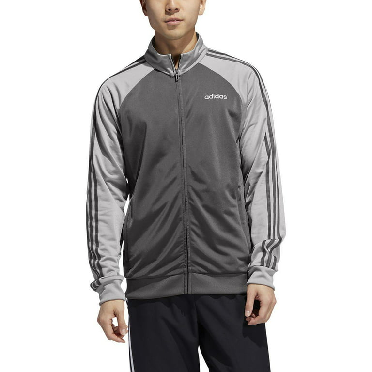adidas Men's Essentials 3 Stripes Color Blocked Tricot Track Jacket Grey  Size Large