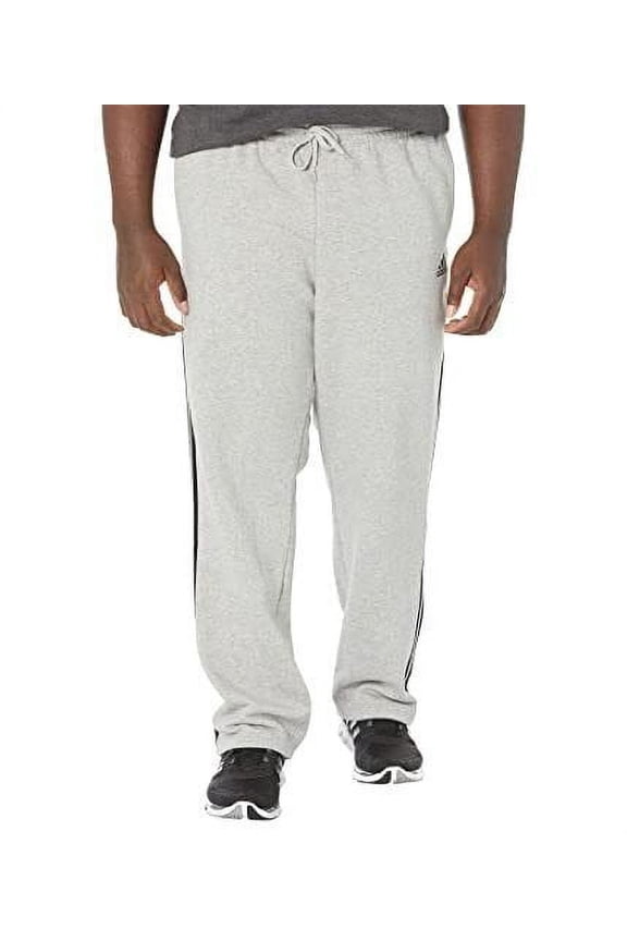 Men's Essentials Fleece Open Hem 3-Stripes Sweatpants Gray Size 3XL