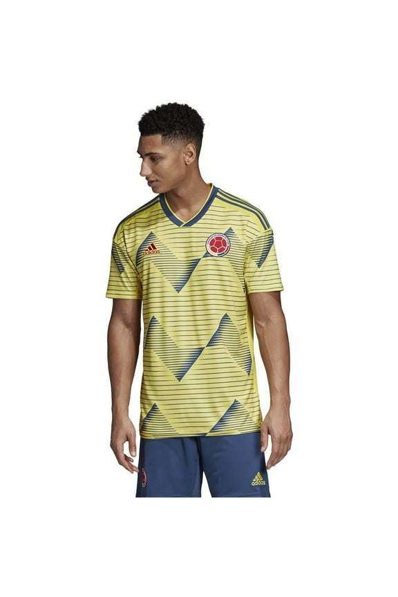 Men's FCF Colombia Home Soccer Jersey (Small) Light Yellow/Night Marine