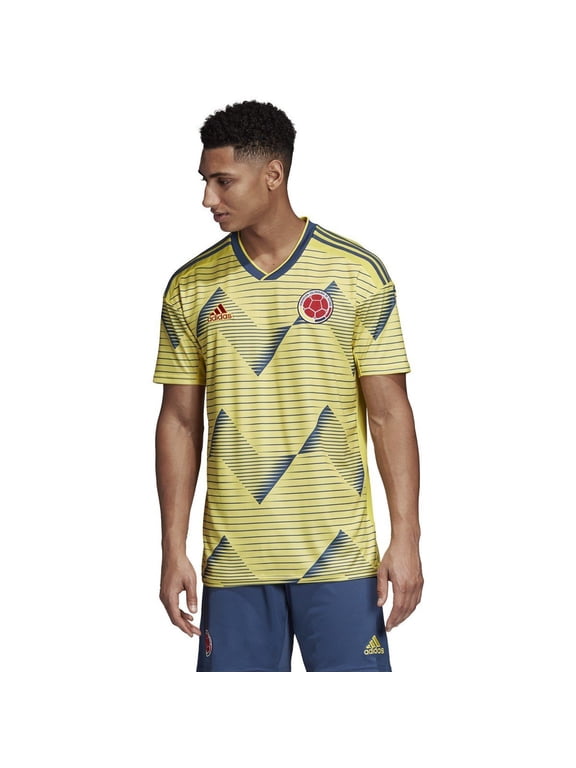Men's FCF Colombia Home Soccer Jersey (Small) Light Yellow/Night Marine