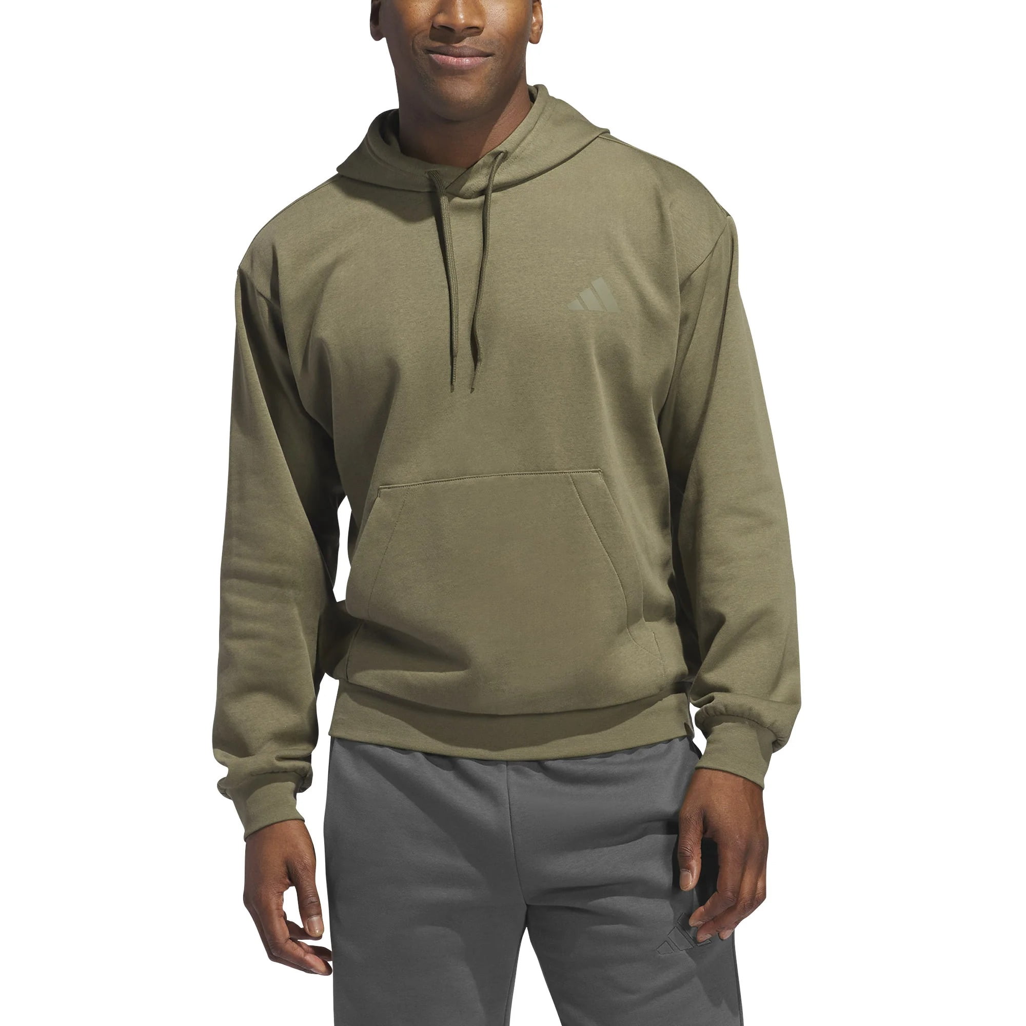 adidas Men's Fleece Hoodie Pullover with Kangaroo Pocket (US, Alpha, Large, Regular, Regular, Olive Star (Green))