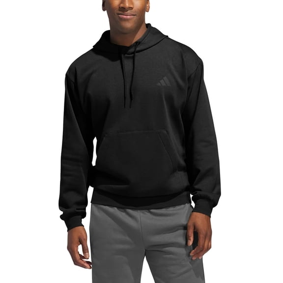 adidas Men's Fleece Hoodie Pullover with Kangaroo Pocket US, Alpha, Medium, Regular, Regular, Black