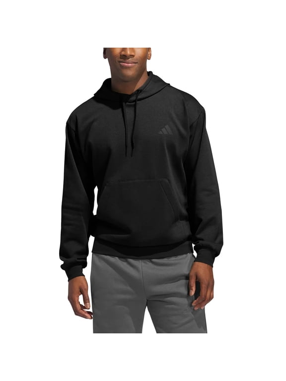 Men's Fleece Hoodie Pullover with Kangaroo Pocket US, Alpha, Small, Regular, Regular, Black