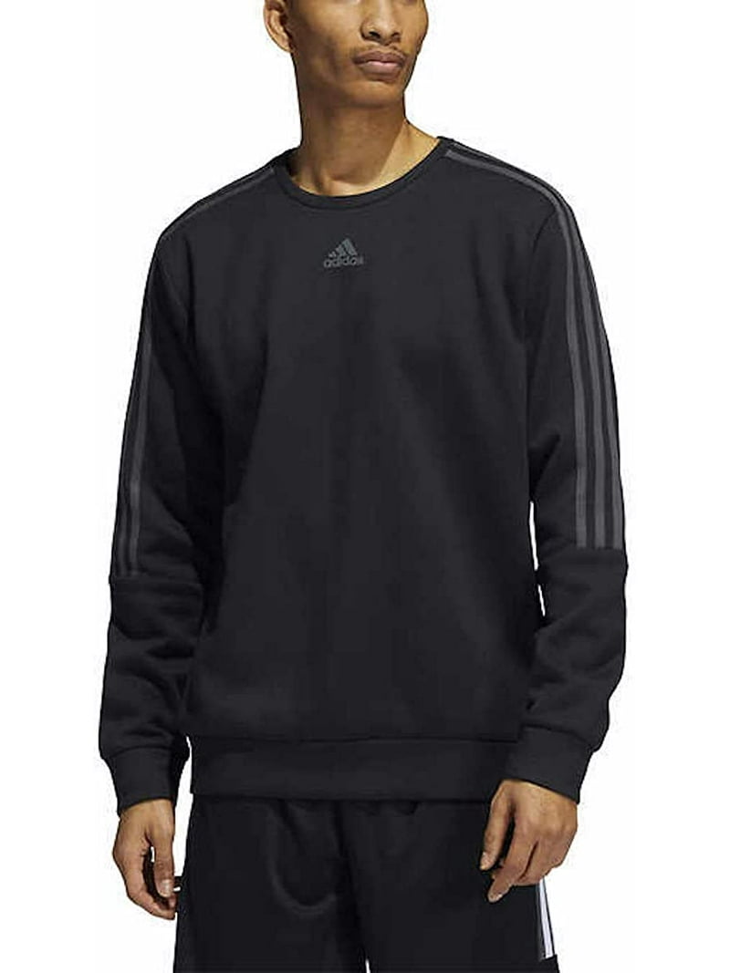 Adidas Men's Long Sleeve Fleece Crew Sweatshirt Pullover, Black