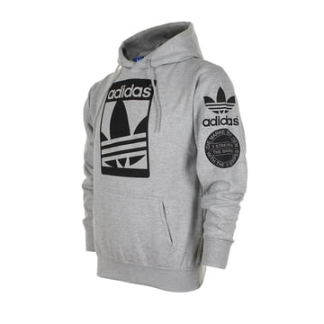 Adidas Men's Original Trefoil Street Graphic Hoodie Gray