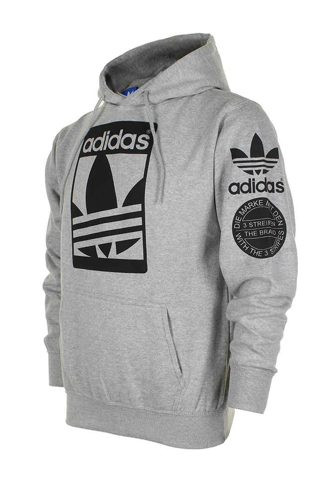 Adidas Men's Original Trefoil Street Graphic Hoodie Gray