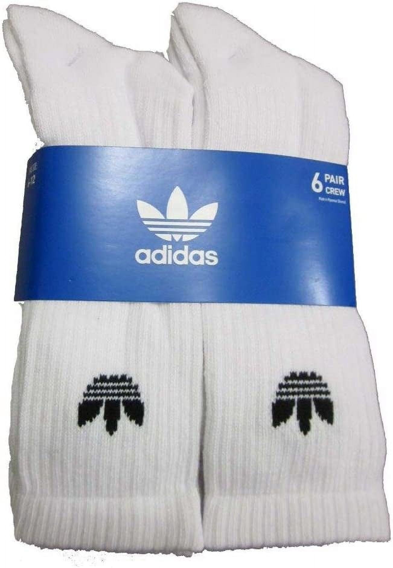 Adidas Men's Originals Trefoil Crew Socks, 6 Pack, White, Moisture ...