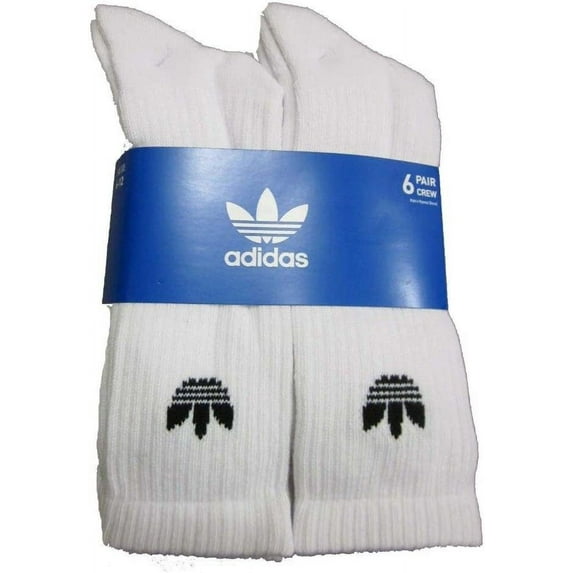 adidas Men's Originals Trefoil 6 Pack Crew Socks, White