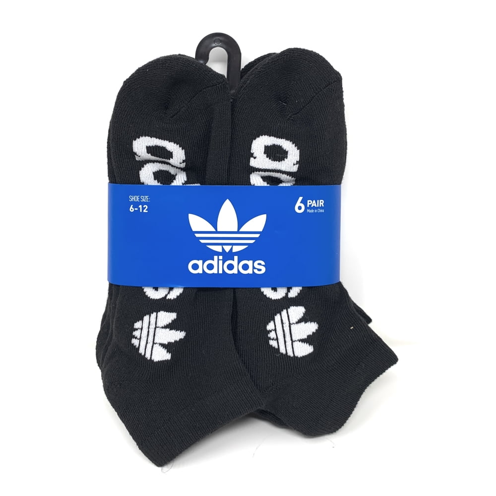 adidas Men s Originals Trefoil 6 Pack Low Cut Socks Shoe Size 6 12 Black Walmart