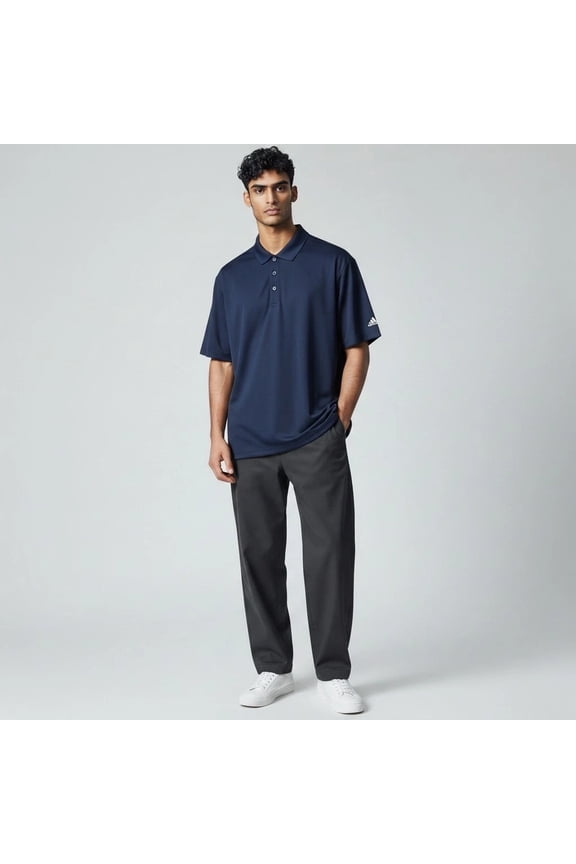 Men's Performance Golf Polo Shirt Size L Navy Blue Regular Fit