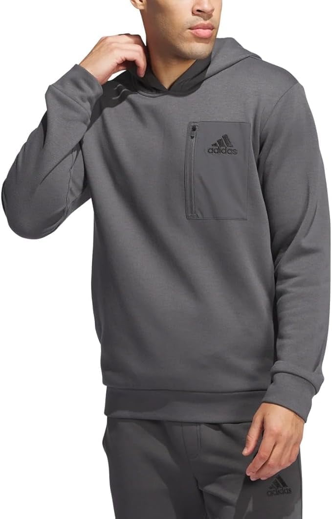adidas Men�s Regular Fit Kangaroo Pockets Hoodie - Gray (Gresix), Large